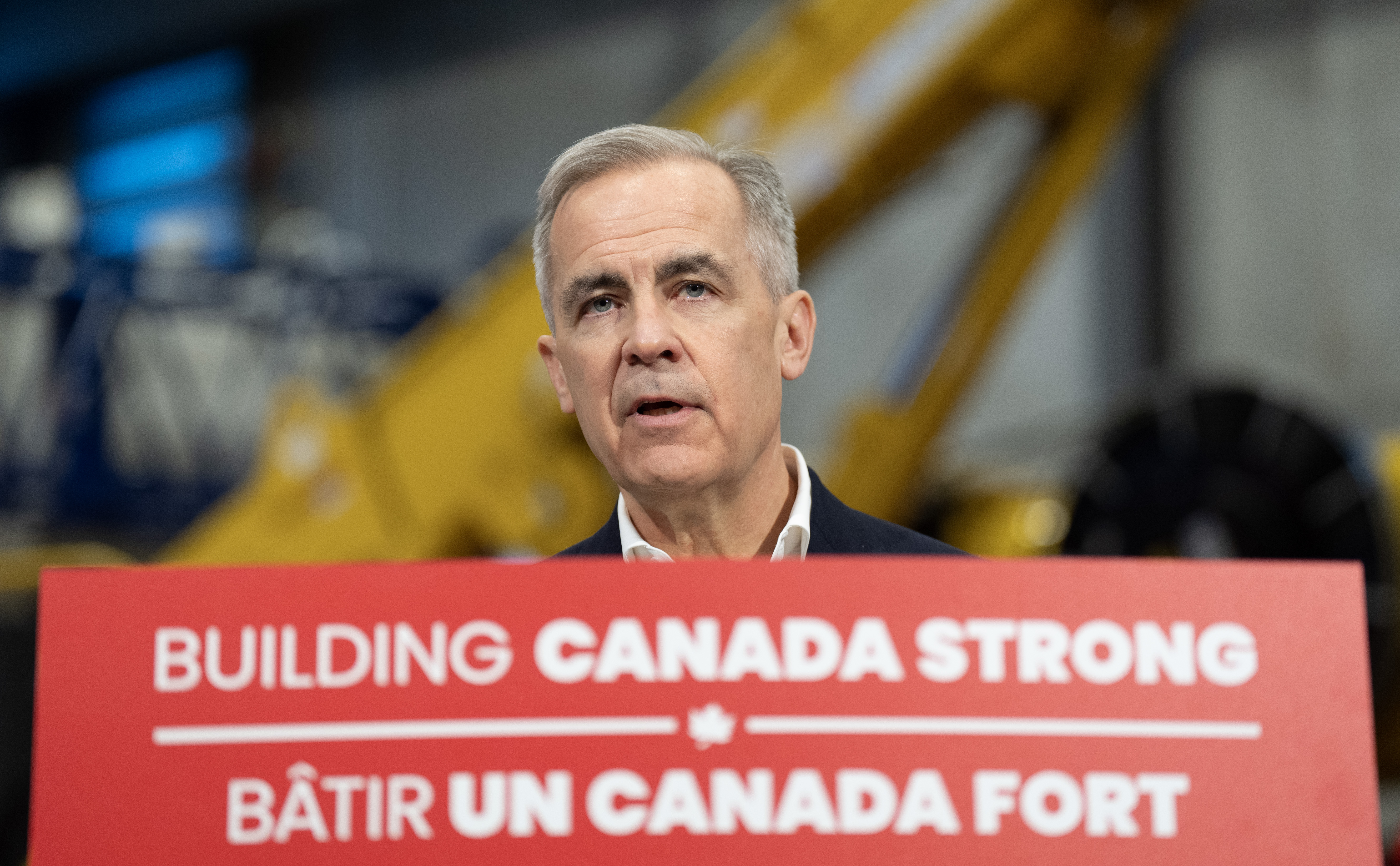 Liberal Leader Mark Carney, shown here campaigning at the Operating Engineers Training Institute of Ontario in Oakville, has rallied Canadians around national unity and is now in a close race against the Conservatives ahead of the federal election on April 28. (Photo by Adrian Wyld/The Canadian Press) - The use of this image for editorial purposes is permitted and free of charge provided that all conditions of use are complied with. Publication must use image credits.